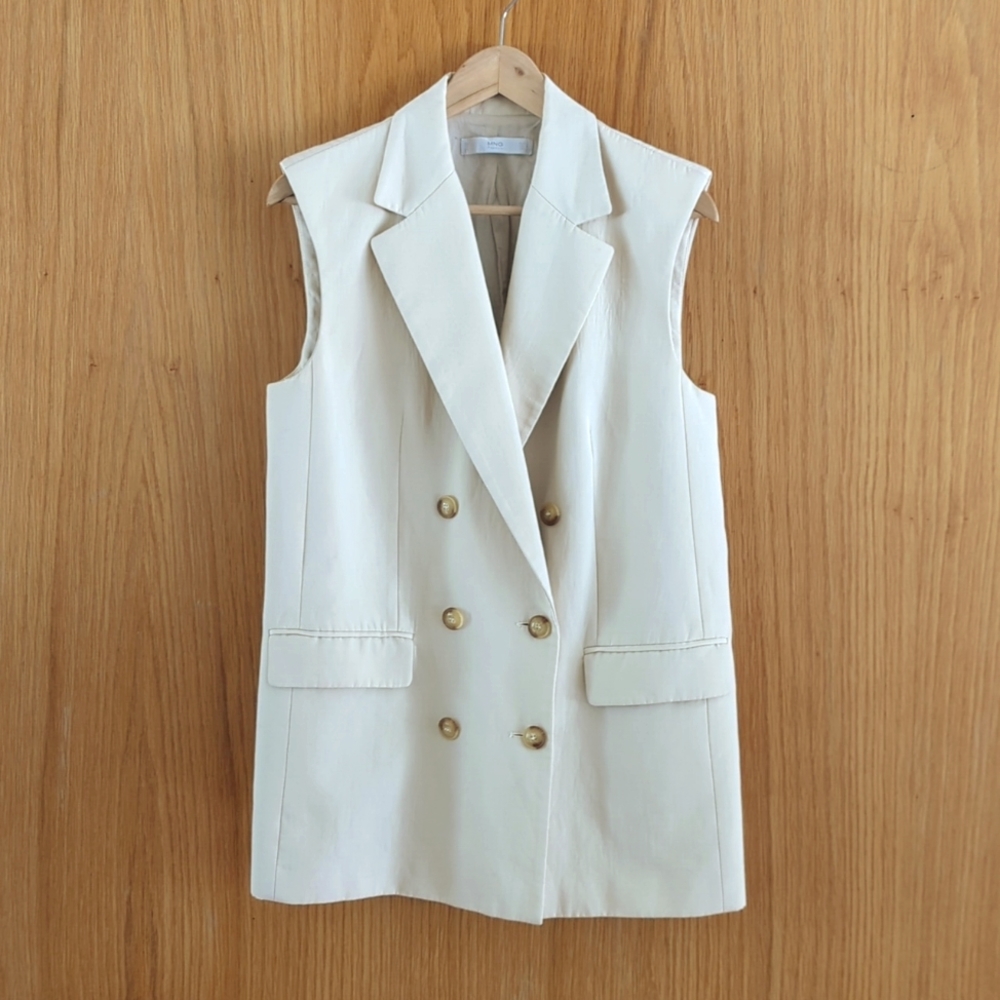 Mango Linen Blend Vest